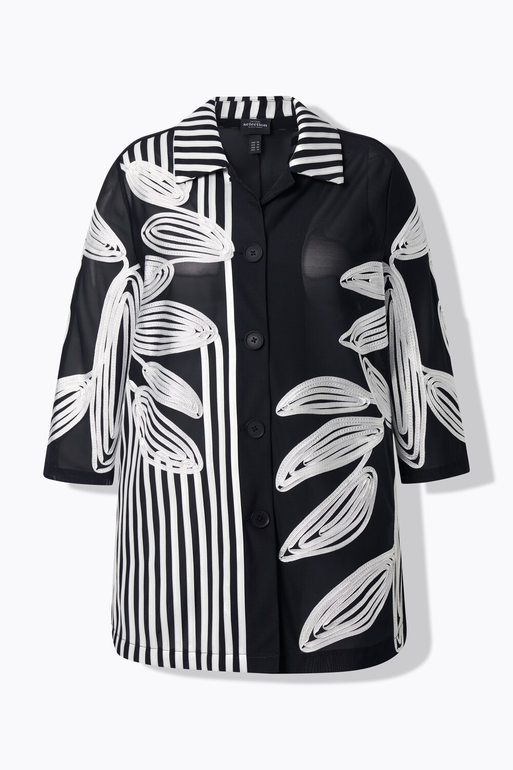Stora storlekar Lång blus i mesh, Dam, svart, storlek: 54/56, Polyester/Elastan, Ulla Popken