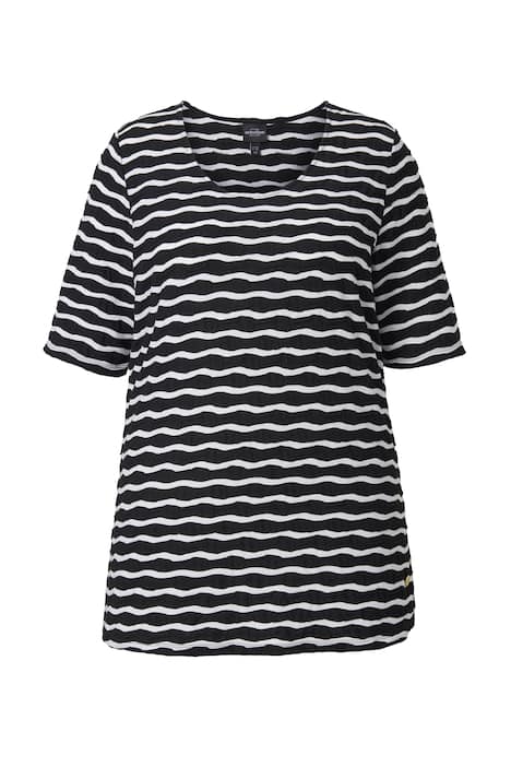 Tričko, strukturované, klasický střih, kulatý výstřih, krátký rukáv