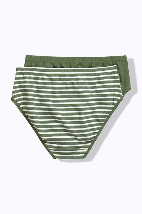 Midi-slips, 2-pack, biologisch katoen, strepen/effen
