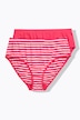 Midi kalhotky, 2-balení, biobavlna, pruhy / jednobarevné