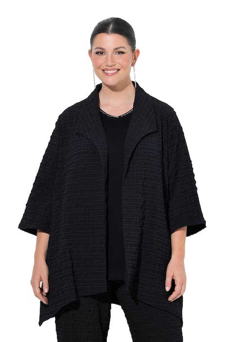 Bunda, s podílem vlny, áčkový střih, pikový límec, 3/4 rukávy