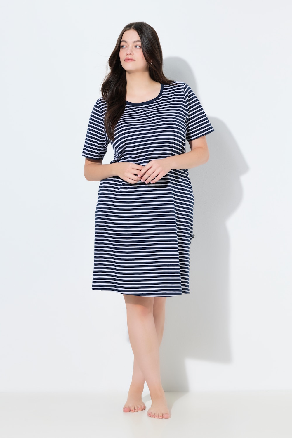 Bigshirt, Ringel, Rundhals, Halbarm, Biobaumwolle