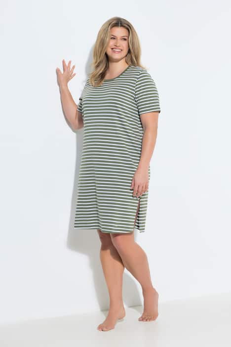 Bigshirt, Ringel, Rundhals, Halbarm, Biobaumwolle