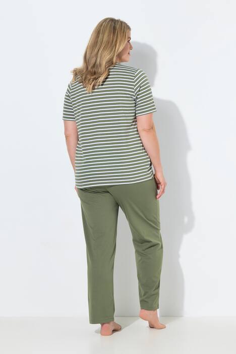 Pyjama, Ringel, Rundhals, Halbarm, Biobaumwolle