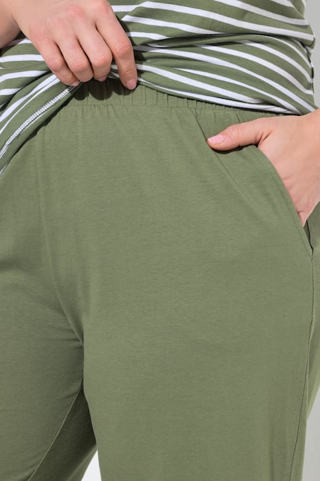 Pyjama, Ringel, Rundhals, Halbarm, Biobaumwolle