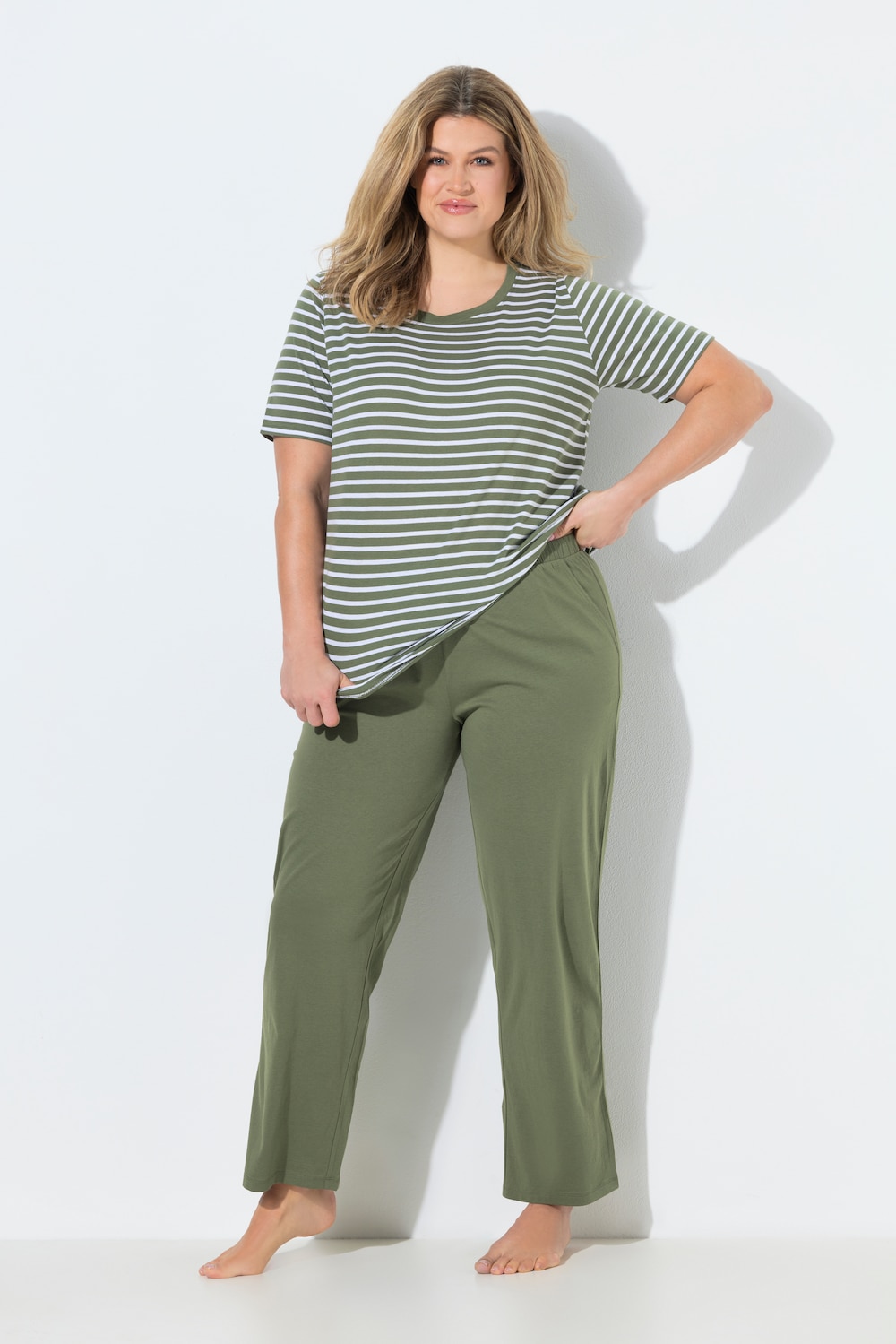 Pyjama, strepen, ronde hals, korte mouwen, biologisch katoen