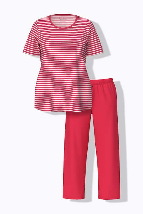 Pyjama, strepen, ronde hals, korte mouwen, biologisch katoen