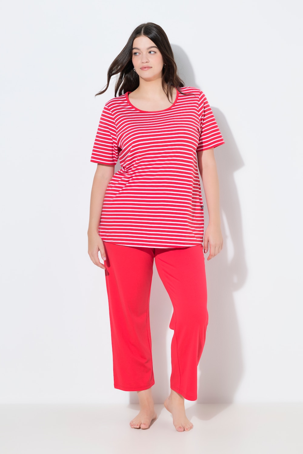 Thumbnail - Große Größen Pyjama, Damen, rot, Größe: 50/52, Baumwolle, Ulla Popken