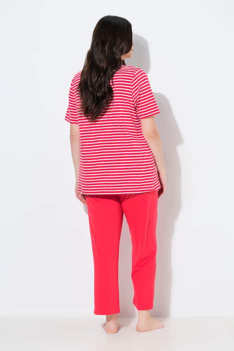 Pyjama, strepen, ronde hals, korte mouwen, biologisch katoen