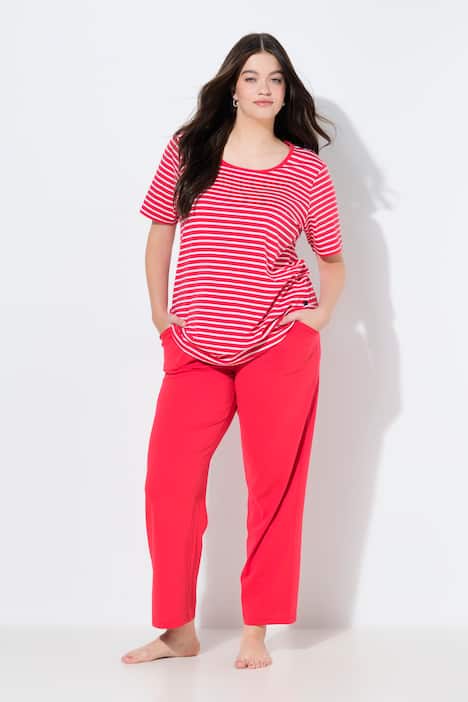 Pyjama, strepen, ronde hals, korte mouwen, biologisch katoen