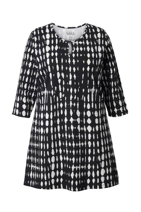 Dlouhé tričko, batikovaný vzor, rozparek, kulatý výstřih, 3/4 rukávy