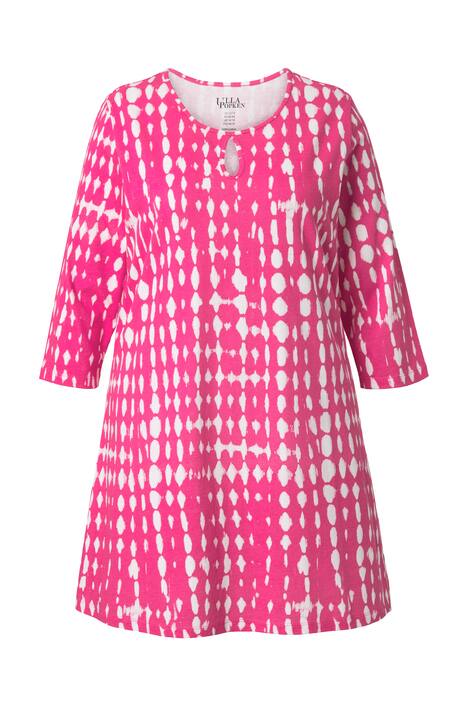 Dlouhé tričko, batikovaný vzor, rozparek, kulatý výstřih, 3/4 rukávy