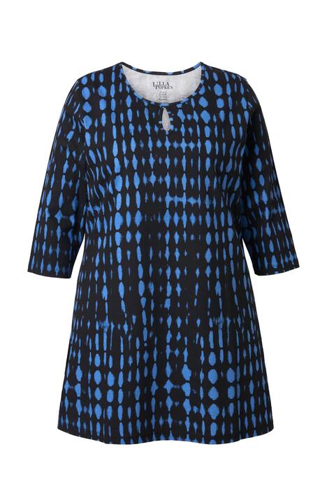 Dlouhé tričko, batikovaný vzor, rozparek, kulatý výstřih, 3/4 rukávy