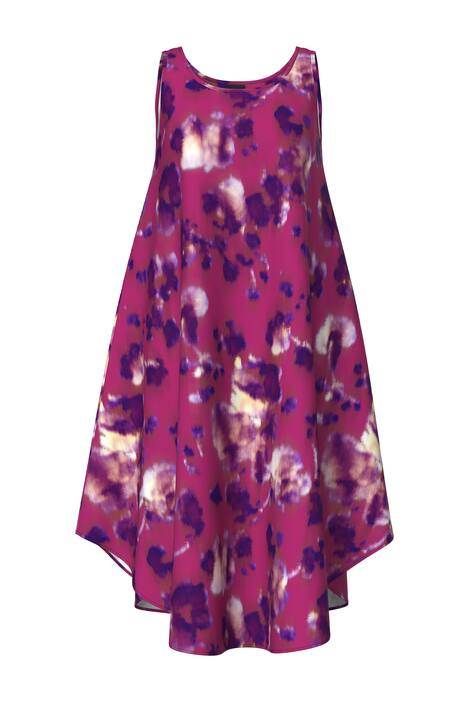 Midi šaty, květinový vzor, A-linie, kulatý výstřih, bez rukávů