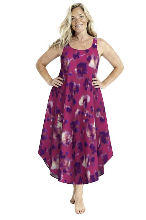 Midi šaty, květinový vzor, A-linie, kulatý výstřih, bez rukávů