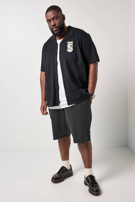 STHUGE, jersey overhemd, korte mouwen, Cubaanse fit, Cubaanse kraag, tot 8XL