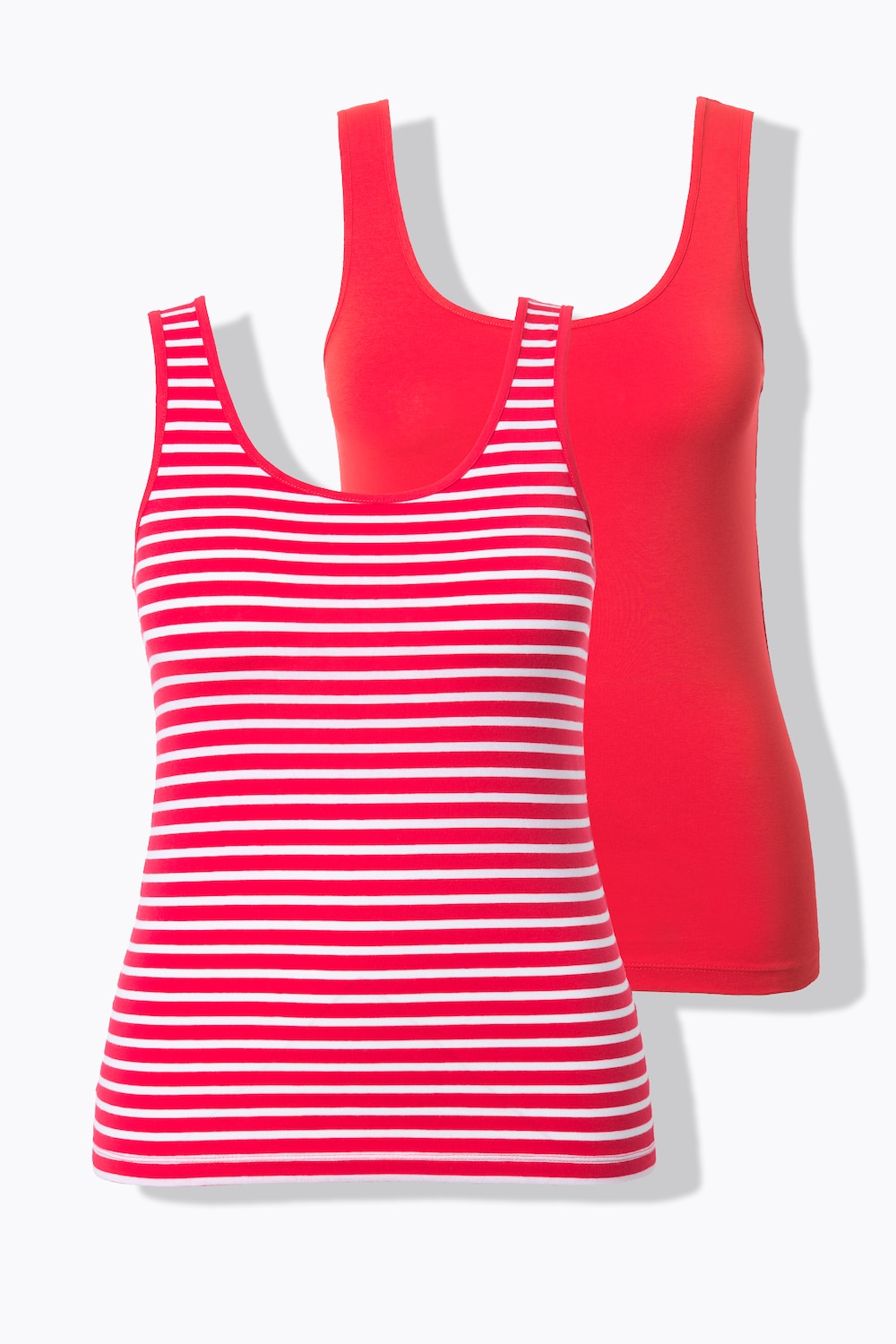 Tanktops, set van 2, biologisch katoen, strepen/effen, onderhemden