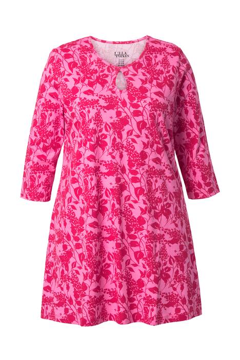 Dlouhé tričko, květy, A střih, malý rozparek, kulatý výstřih, 3/4 rukávy