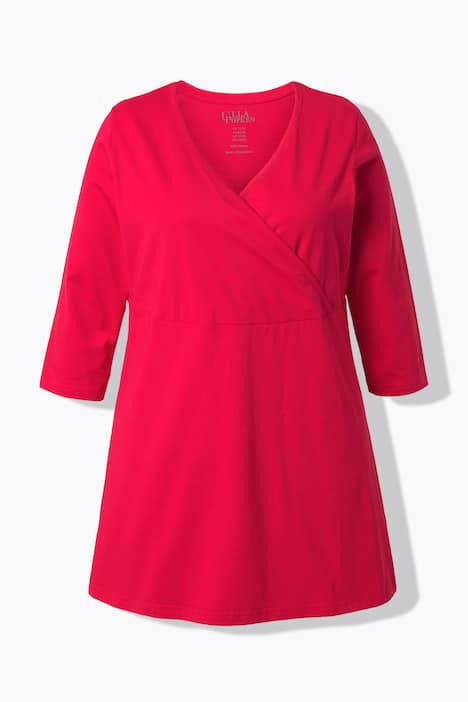 Longshirt, Wickeloptik, A-Linie, V-Ausschnitt, 3/4-Arm