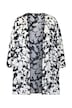 Bunda z šifonového materiálu s vypalovaným motivem, véčkový výstřih, 3/4 rukávy
