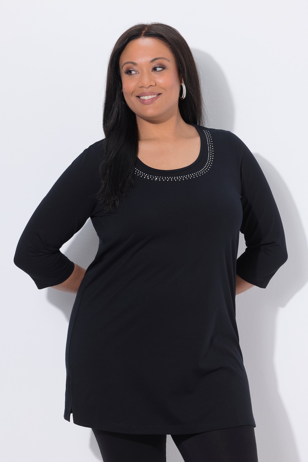Große Größen Longshirt, Damen, schwarz, Größe: 58/60, Baumwolle, Ulla Popken