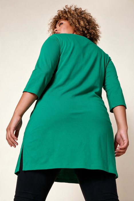 Longshirt, Nieten, A-Linie, Rundhals, 3/4-Arm