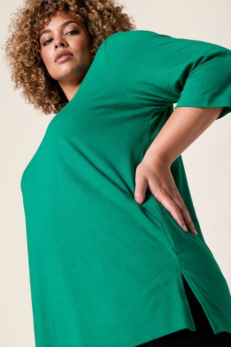 Longshirt, Nieten, A-Linie, Rundhals, 3/4-Arm