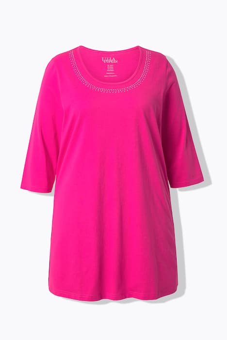 Longshirt, Nieten, A-Linie, Rundhals, 3/4-Arm