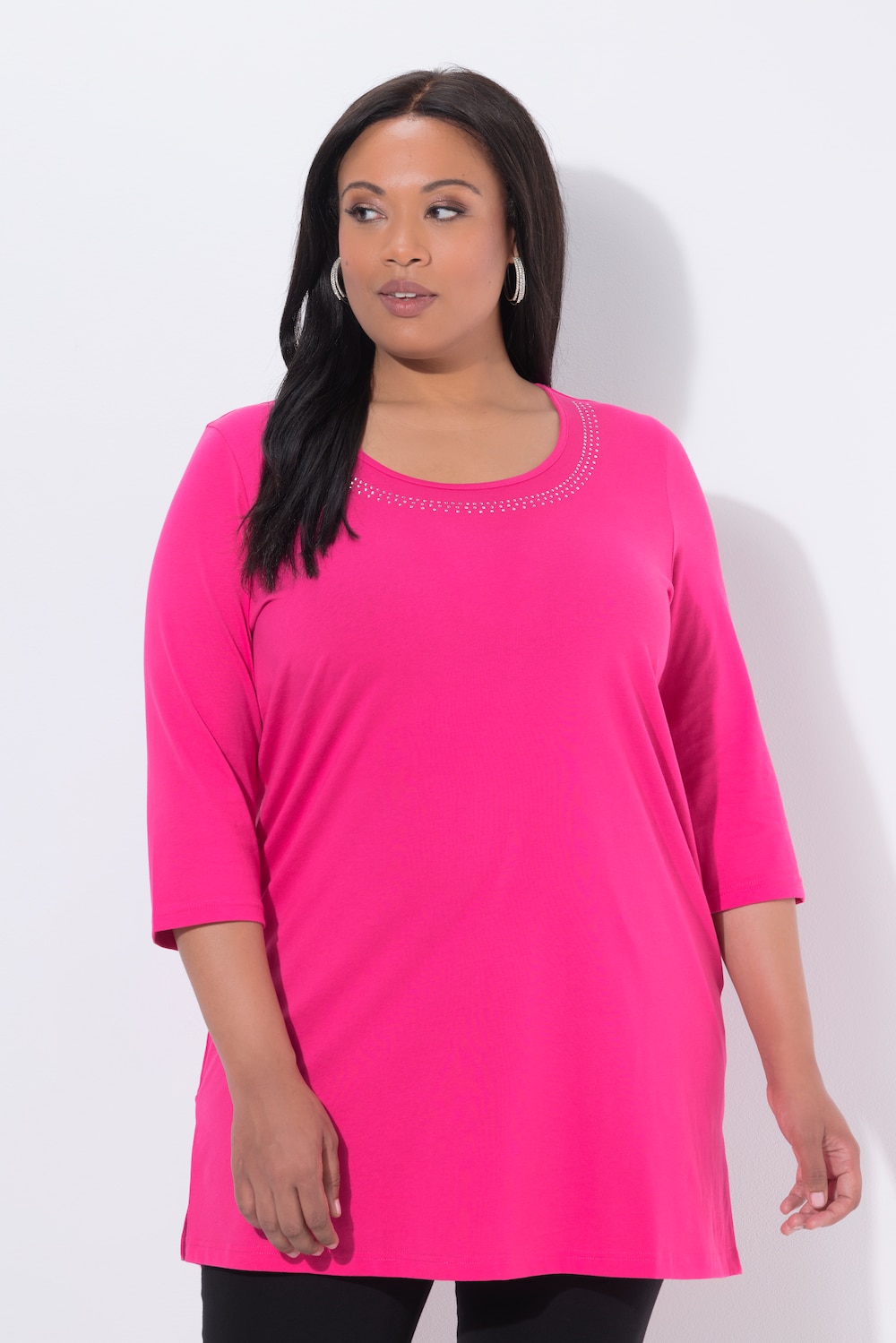 Große Größen Longshirt, Damen, rosa, Größe: 50/52, Baumwolle, Ulla Popken
