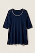 Longshirt, Nieten, A-Linie, Rundhals, 3/4-Arm