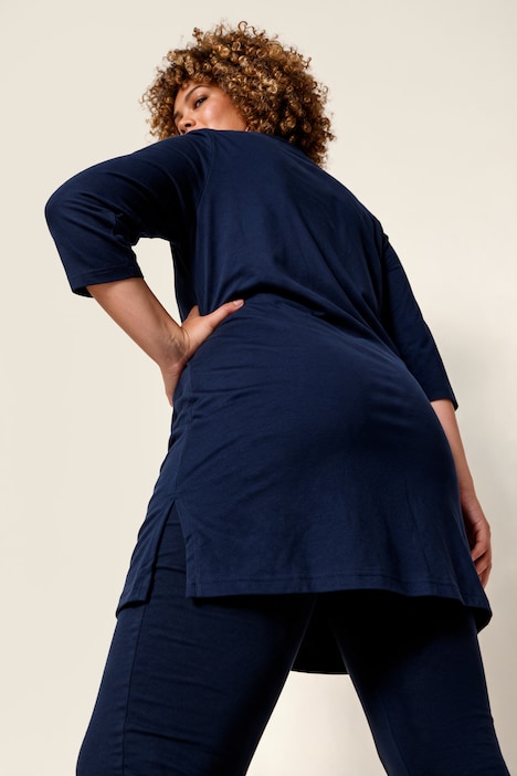 Longshirt, Nieten, A-Linie, Rundhals, 3/4-Arm