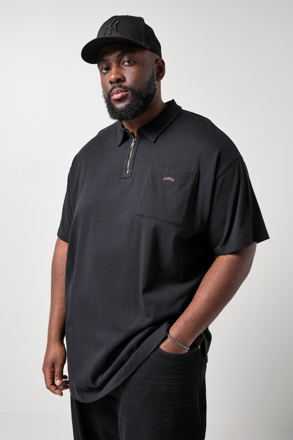 STHUGE Poloshirt, Halbarm, oversized, Zipper, bis 8 XL