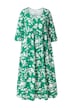 Žerzejové šaty, květy, A střih, hranatý výstřih, 3/4 rukávy