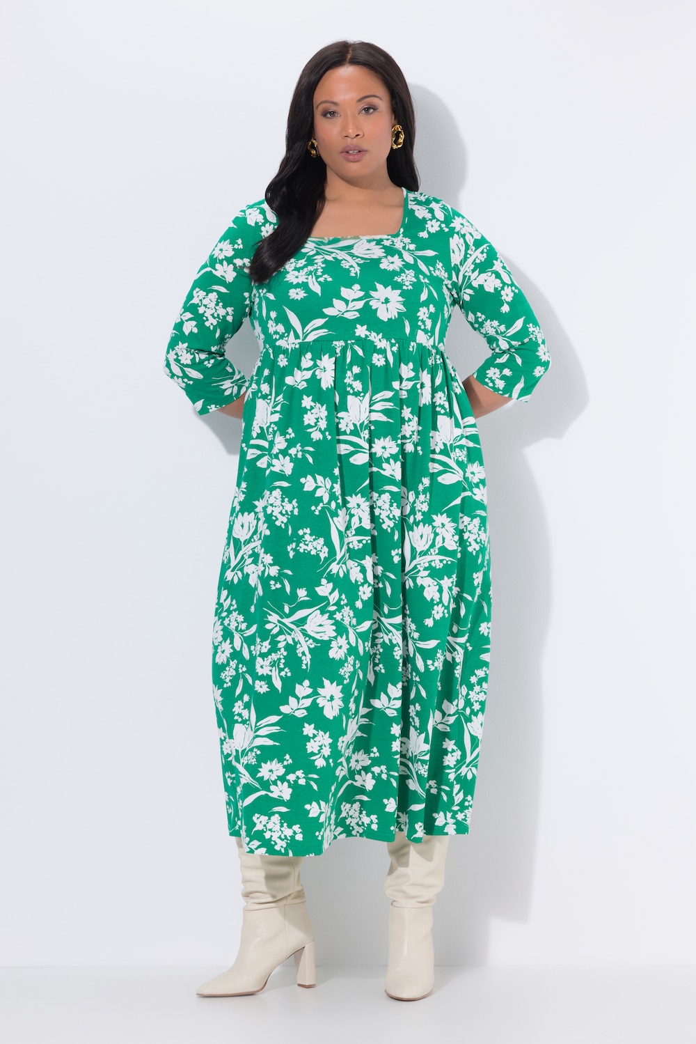 Große Größen Jerseykleid, Damen, grün, Größe: 54/56, Baumwolle, Ulla Popken