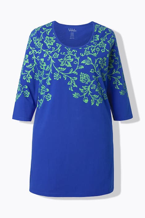 Longshirt, bedruckt, A-Linie, Rundhals, 3/4-Arm