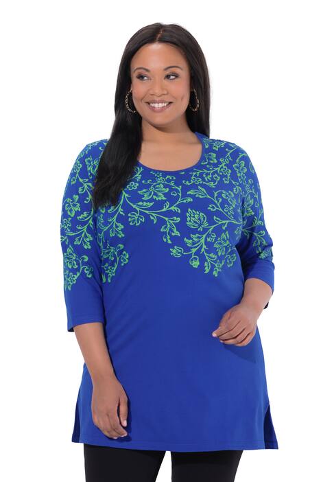 Dlouhé tričko, potisk, A střih, kulatý výstřih, 3/4 rukávy