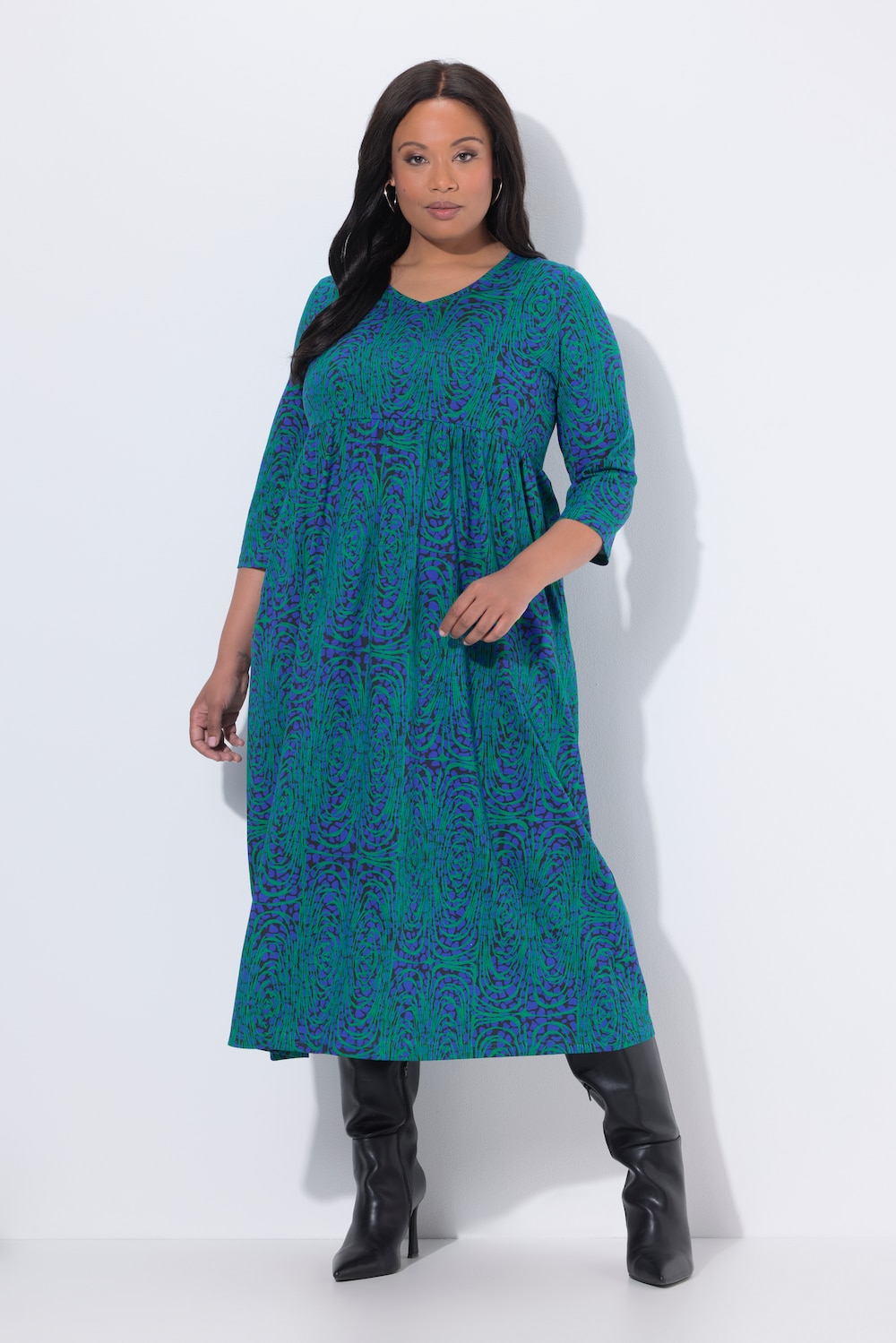 Große Größen Maxikleid, Damen, blau, Größe: 46/48, Baumwolle, Ulla Popken