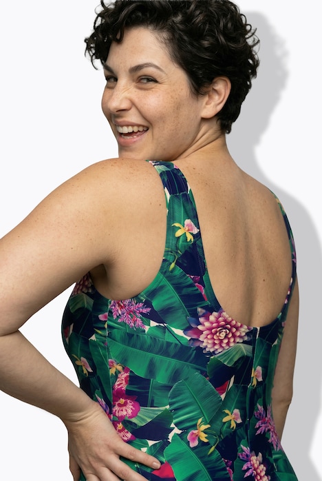 Badeanzug, Blüten, Softcups, Raffung, recycelt