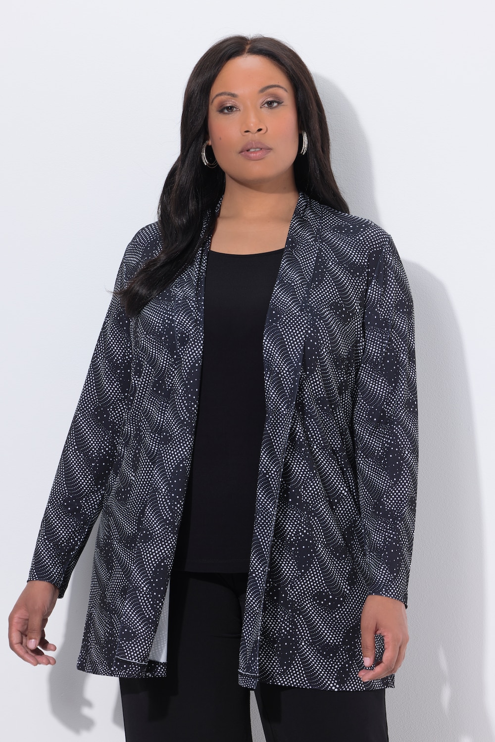 Thumbnail - Große Größen Jerseyjacke, Damen, schwarz, Größe: 54/56, Polyester, Ulla Popken