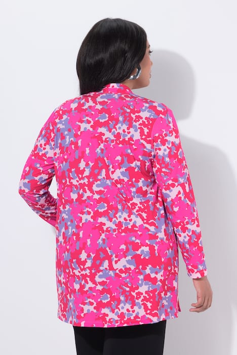 Jerseyjacke, grafisches Muster, Schalkragen, Langarm