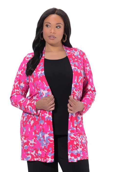 Žerzejová bunda, grafický vzor, šálový límec, dlouhé rukávy