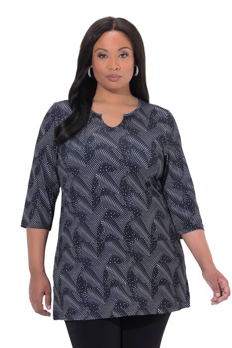 Dlouhé tričko, A střih, tunikový výstřih, 3/4 rukávy