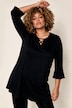 Longshirt, Zierbänder, A-Linie, Tunika-Ausschnitt, 3/4-Arm