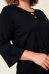 Longshirt, Zierbänder, A-Linie, Tunika-Ausschnitt, 3/4-Arm