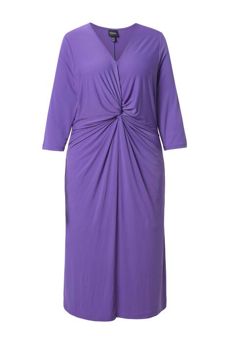 Midi šaty, A střih, výstřih do V, 3/4 rukávy, kapsy