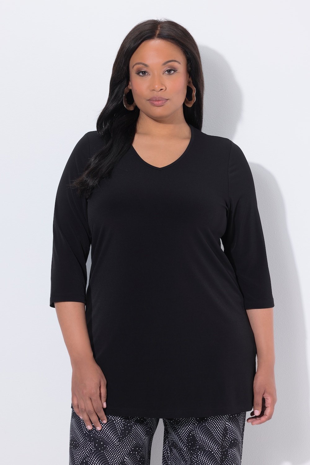 Große Größen Longshirt, Damen, schwarz, Größe: 66/68, Polyester, Ulla Popken
