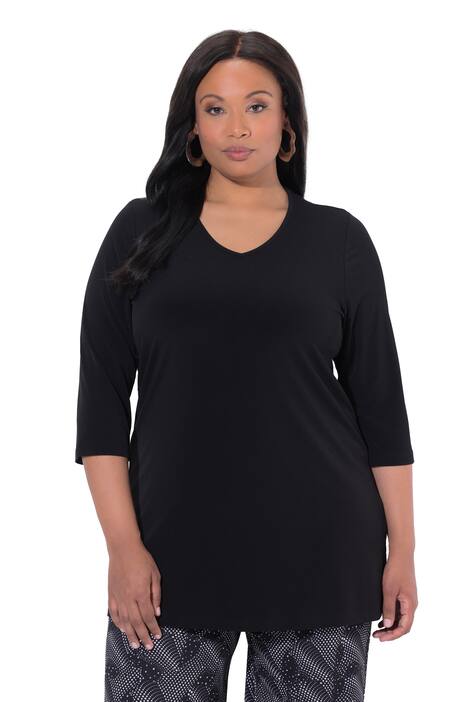 Dlouhé tričko, A střih, výstřih do V, 3/4 rukávy