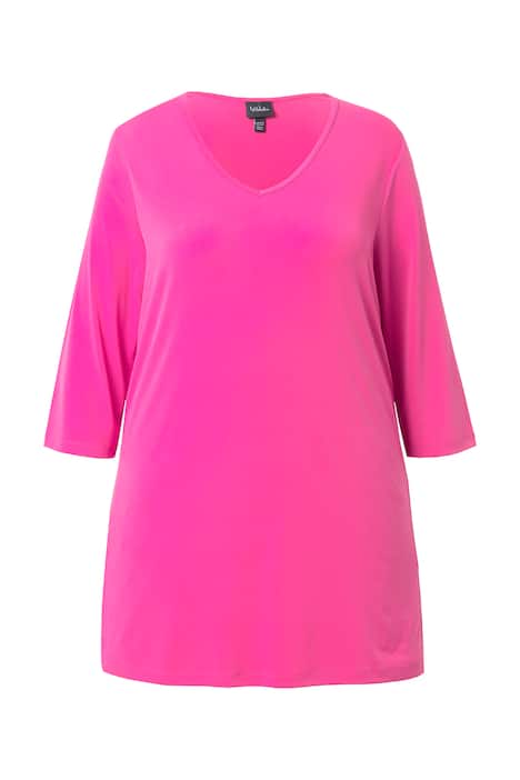 Dlouhé tričko, A střih, výstřih do V, 3/4 rukávy