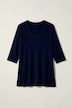 Longshirt, A-Linie, V-Ausschnitt, 3/4-Arm