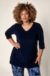 Longshirt, A-Linie, V-Ausschnitt, 3/4-Arm